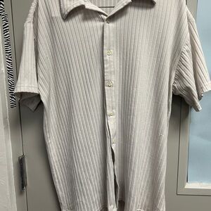 Men's Cream Striped Button-Down Shirt